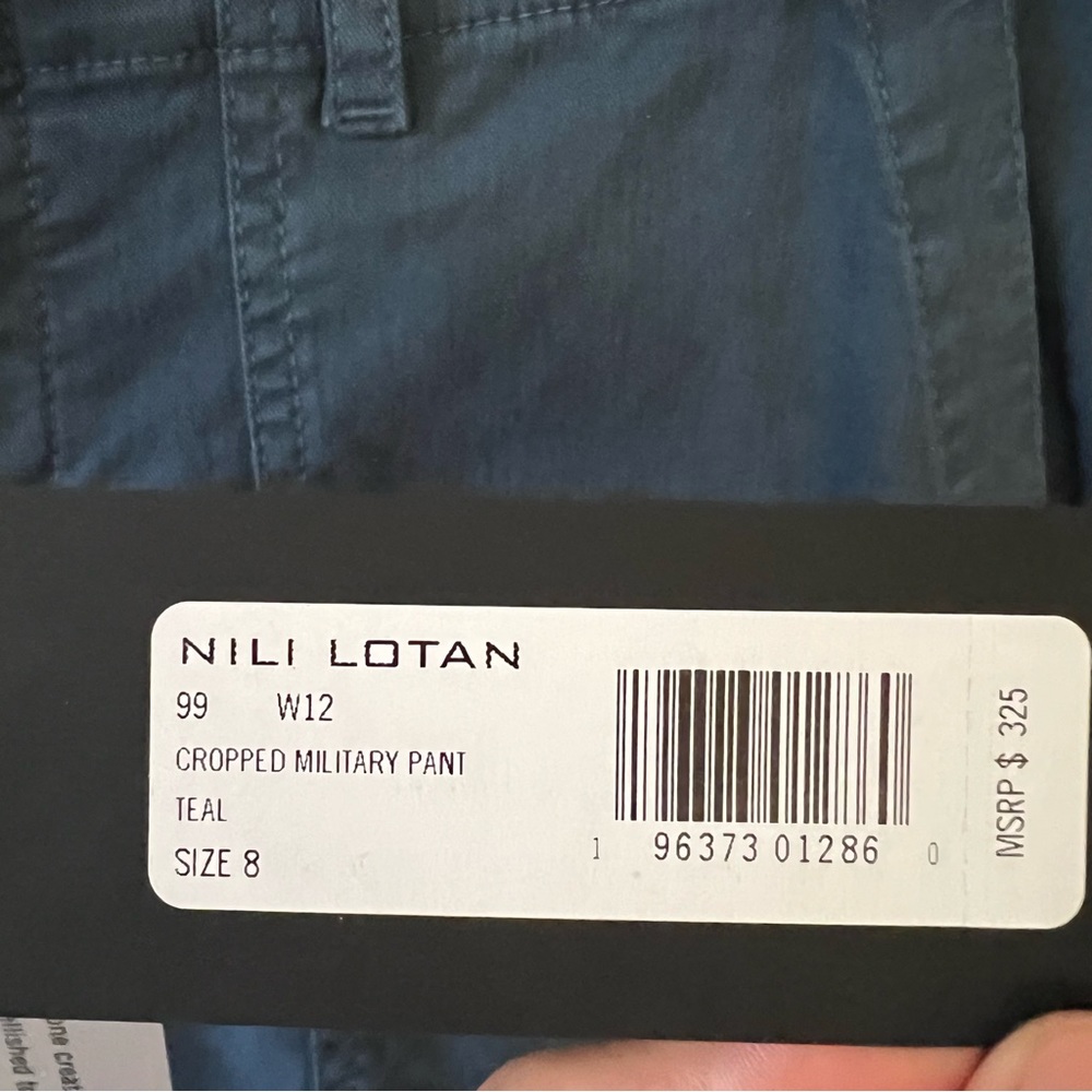 NWT nili lotan cropped military pant teal blue size 8 - Picture 6 of 8